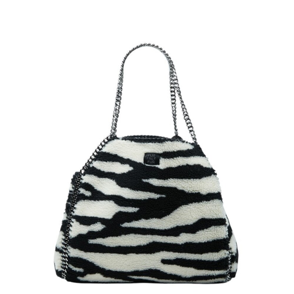 Stella McCartney Zebra Falabella Chain Shoulder Bag Tote White Black Boa Women's